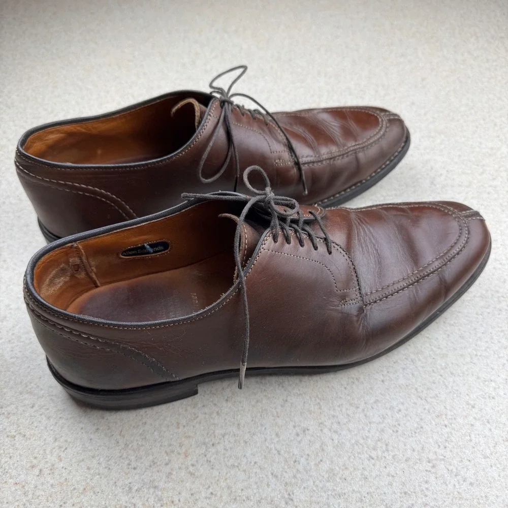 Allen Edmonds Clark Street Derby Mens 9.5 D Brown Leather Split Toe USA Dainite
